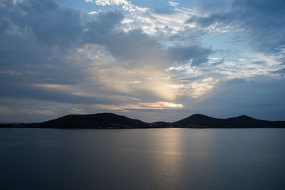 Panoramic view of sea against sky during sunset