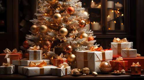 Christmas decorations on table