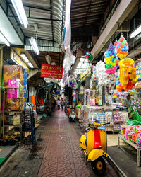 Multi colored market for sale in store