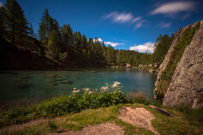 Scenic view of lake against sky