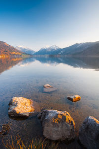Scenic view of lake against sky