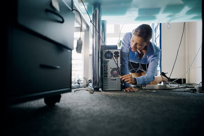 Young woman working