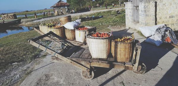 High angle view of fresh produce for market