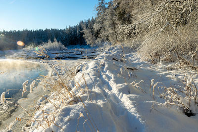 Scenic view of snow covered landscape