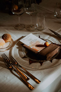 High angle view of food on table