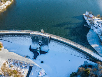 High angle view of boat on beach