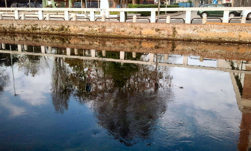 Reflection of bridge in water