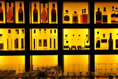 Yellow lights in city at sunset