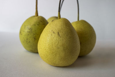 Close-up of pears on table