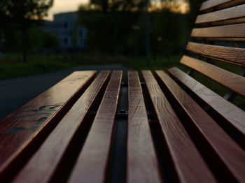 Close-up of bench on table