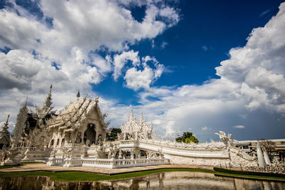 Panoramic view of temple building against cloudy sky