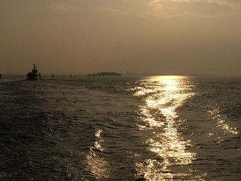 Scenic view of sea during sunset