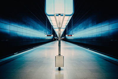 Illuminated subway station platform