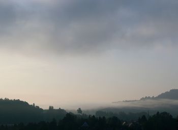 Scenic view of landscape against sky at sunset
