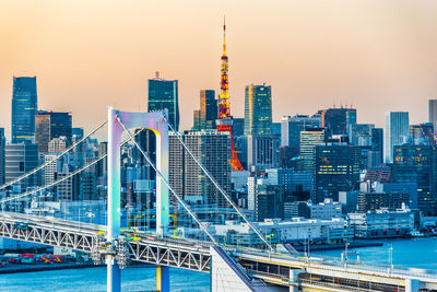 View of bridge and buildings in city