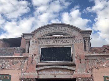 Low angle view of old building against sky