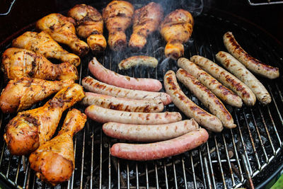 Meat on barbecue grill