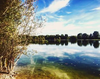 Scenic view of lake against sky