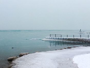 Scenic view of sea against clear sky