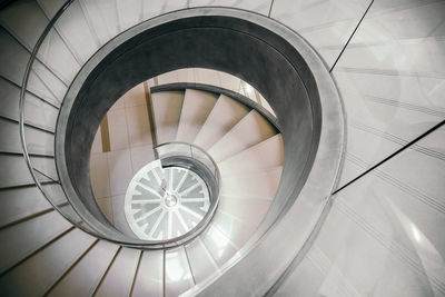 Directly above shot of spiral staircase in building