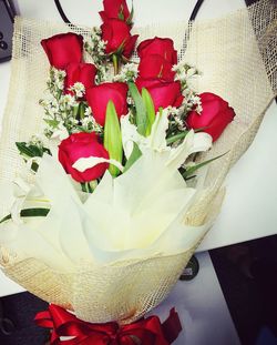 Close-up of flowers on table