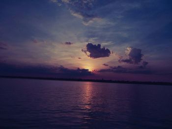 Scenic view of sea against dramatic sky