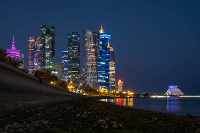 West bay doha at night, qatar, middle east.