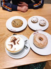 High angle view of coffee on table