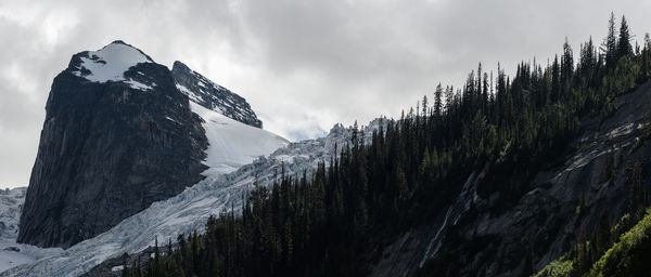 Low angle view of snowcapped mountain against sky