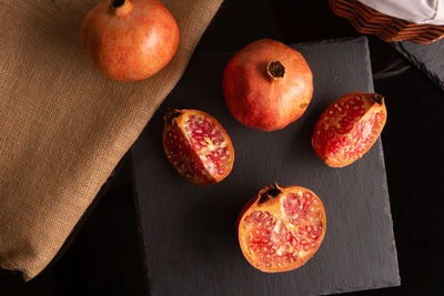 High angle view of fruits on table