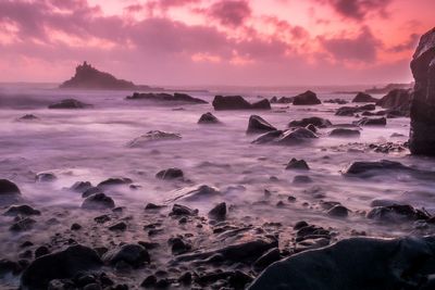 Scenic view of sea against sky during sunset