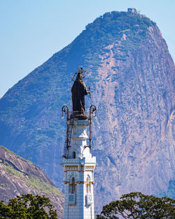 Statue in temple against sky