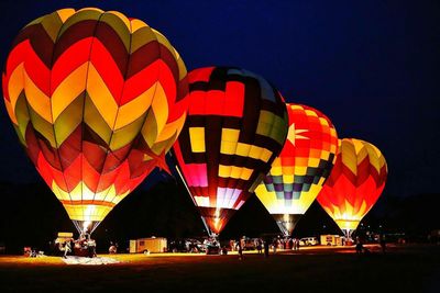 Low angle view of hot air balloons