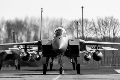 Close-up of airplane against clear sky