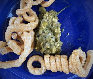 High angle view of food in container