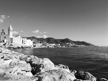 Scenic view of sea against clear sky