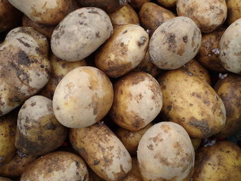 Full frame shot of potatoes for sale at market