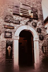 Low angle view of entrance against building