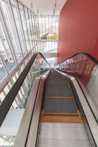 High angle view of escalator