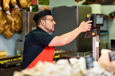 Chef working in commercial kitchen