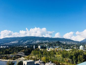 Aerial view of townscape against sky