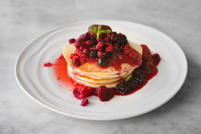 Close-up of dessert in plate on table