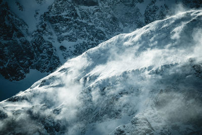 Aerial view of snowcapped mountains