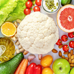 High angle view of food on table