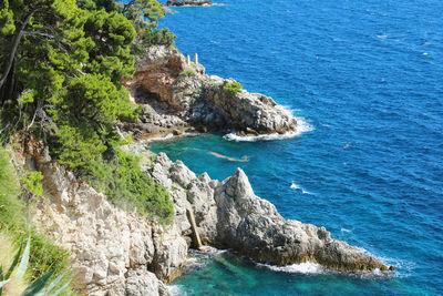 Dalmatian coastline panoramic view from dubrovnik with the port, croatia, europe