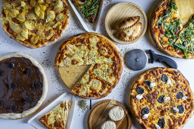 High angle view of food on table