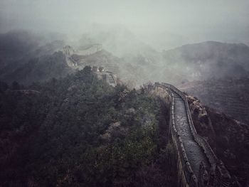 Great wall of china in foggy weather