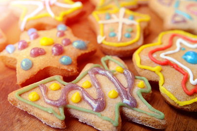 Close-up of multi colored cookies