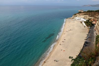 High angle view of beach against sky