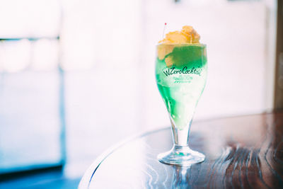 Close-up of drink in glass on table